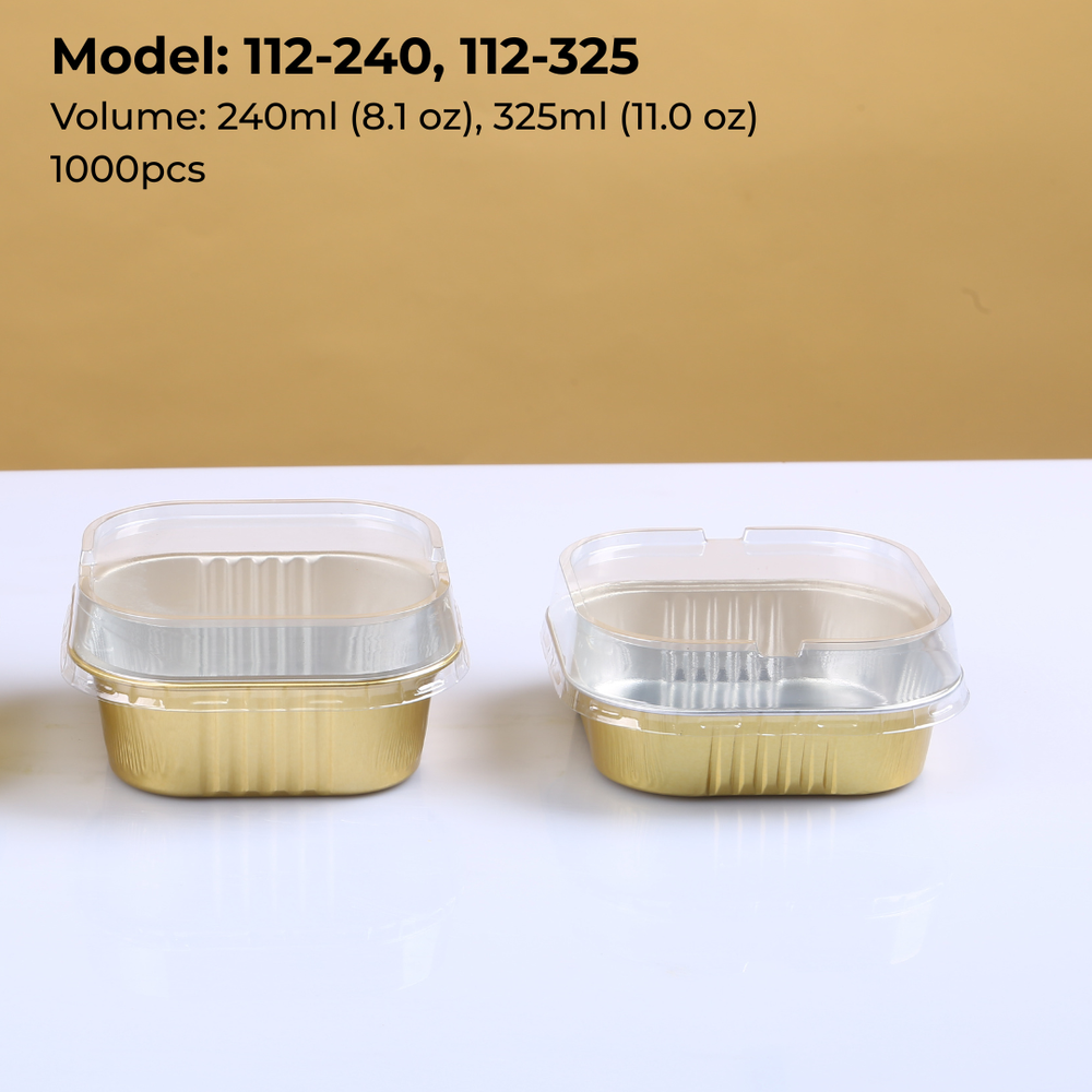 Discover FoilTrust 112 Series square aluminum foil containers. FDA & SGS certified, heat-resistant, and leak-proof. Perfect for individual cakes, artisanal desserts, and gourmet meal prep. Wholesale available.