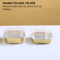 Discover FoilTrust 112 Series square aluminum foil containers. FDA & SGS certified, heat-resistant, and leak-proof. Perfect for individual cakes, artisanal desserts, and gourmet meal prep. Wholesale available.