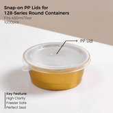 PP Snap-On Lid for 128 Series Round Aluminum Foil Food Container (Fits 15oz/450ml)