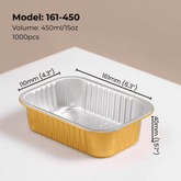 FoilTrust 450ml (15oz) Rectangular Container: Ideal for hearty meals, main courses. Oven/freezer safe, leak-resistant.