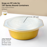 PP Snap-On Lid for 197 Series Round Aluminum Foil Food Container(Fits 48oz/1430ml)