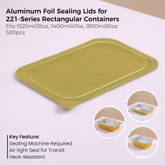 Aluminum Foil Sealing Lid for 221 Series Rectangular Aluminum Foil Food Container (Fits 35oz/1025ml,47oz/1400ml,61oz/1800ml)
