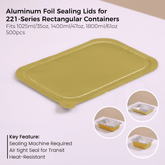 Aluminum Foil Sealing Lid for 221 Series Rectangular Aluminum Foil Food Container (Fits 35oz/1025ml,47oz/1400ml,61oz/1800ml)