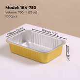 25oz 750ml rectangular aluminum foil food container for takeaway, catering, meal prep, oven safe and leak resistant