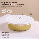PP Snap-On Lid for 280 Series Round Aluminum Foil Food Container(Fits 135oz/4000ml,169oz/5000ml)