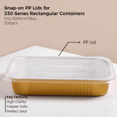 PP Snap-On Lid for 330 Series Rectangular Aluminum Foil Food Container(Fits 118oz/3500ml)