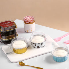 Foiltrust elegant aluminum foil container for premium dessert and cafe presentation