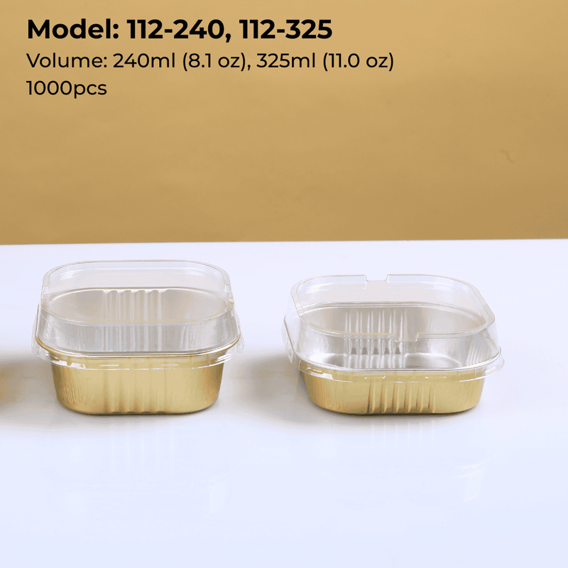 Discover FoilTrust 112 Series square aluminum containers. FDA & SGS certified, heat-resistant for artisanal desserts