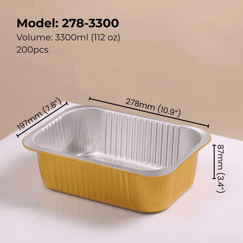 112oz 3300ml rectangular aluminum foil food container for bulk catering, meal prep, oven safe and leak resistant