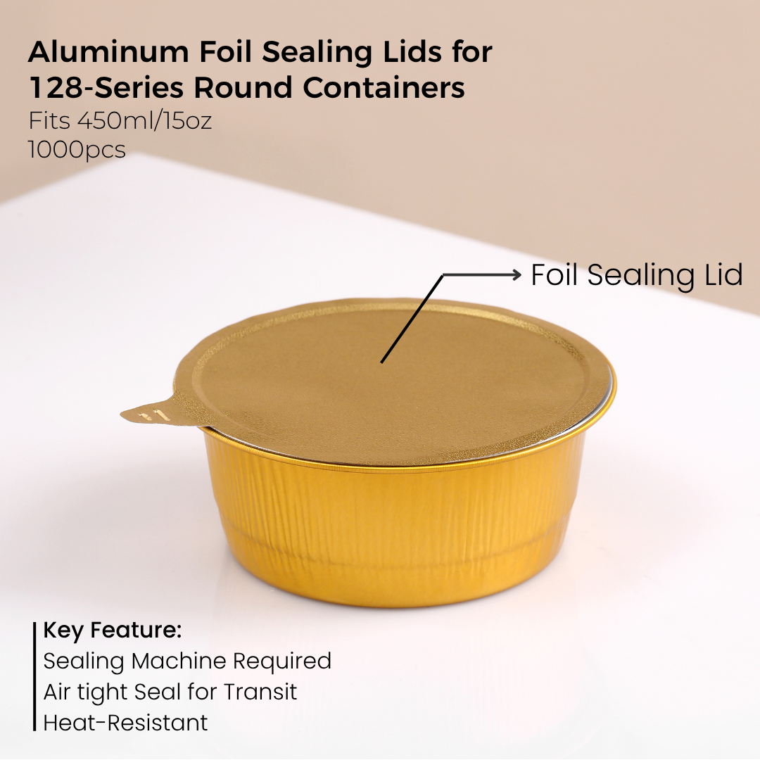 Aluminum Foil Sealing Lid for 128 Series Round Aluminum Foil Food Container(Fits 15oz/450ml)