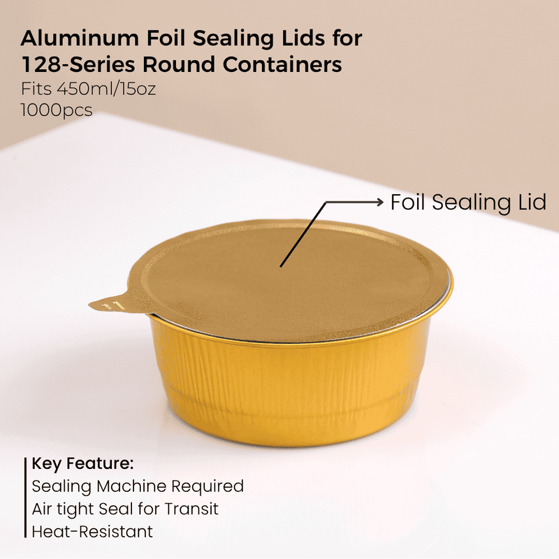Aluminum Foil Sealing Lid for 128 Series Round Aluminum Foil Food Container(Fits 15oz/450ml)