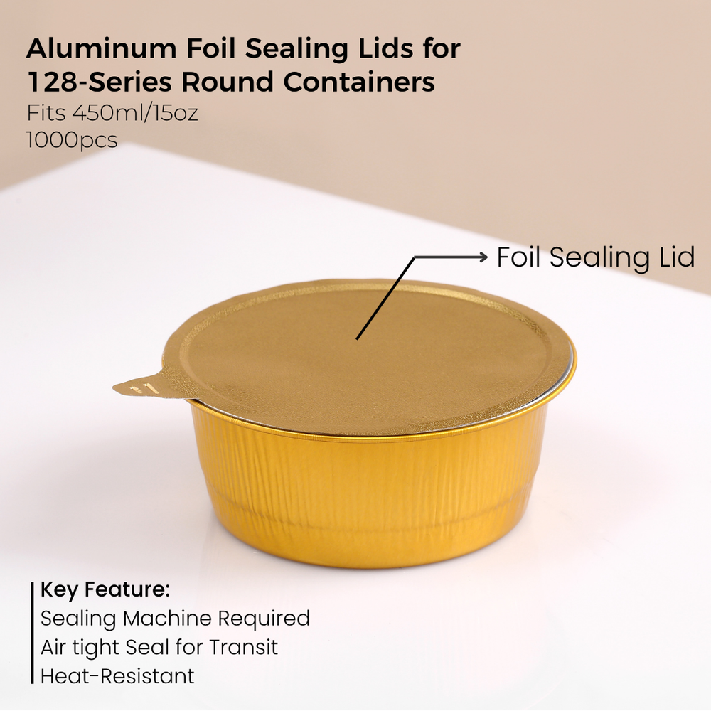 Aluminum Foil Sealing Lid for 128 Series Round Aluminum Foil Food Container(Fits 15oz/450ml)