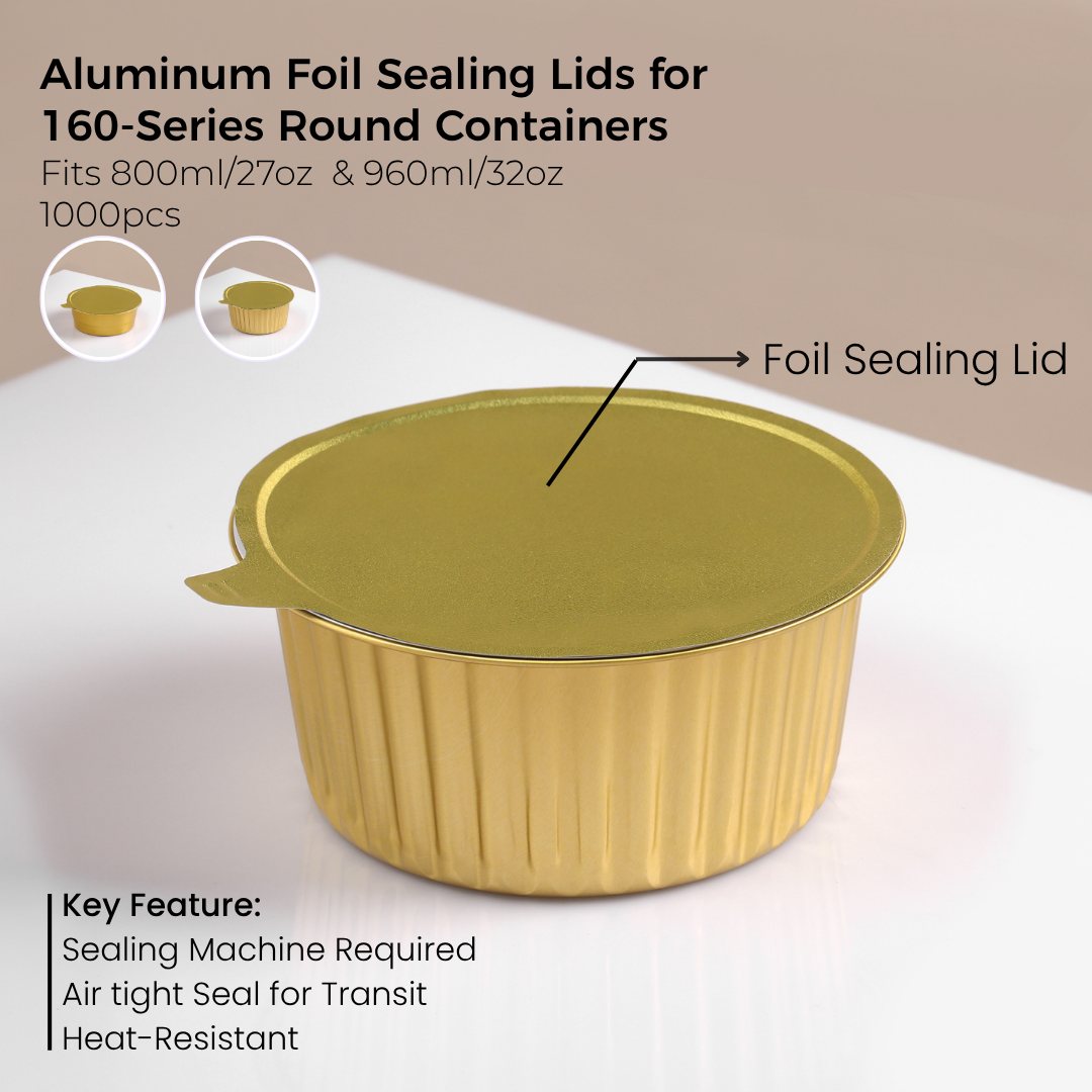 Aluminum Foil Sealing Lid for 160 Series Round Aluminum Foil Food Container(Fits 27oz/800ml,32oz/960ml )