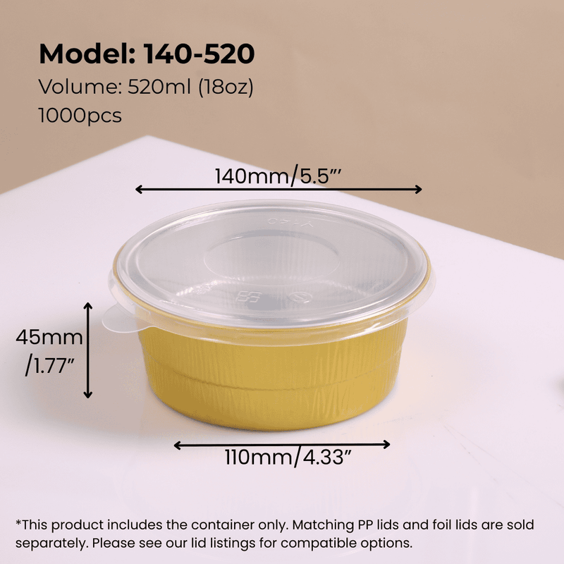 18oz 520ml round aluminum foil food container for takeaway, catering, baking, oven safe and leak resistant