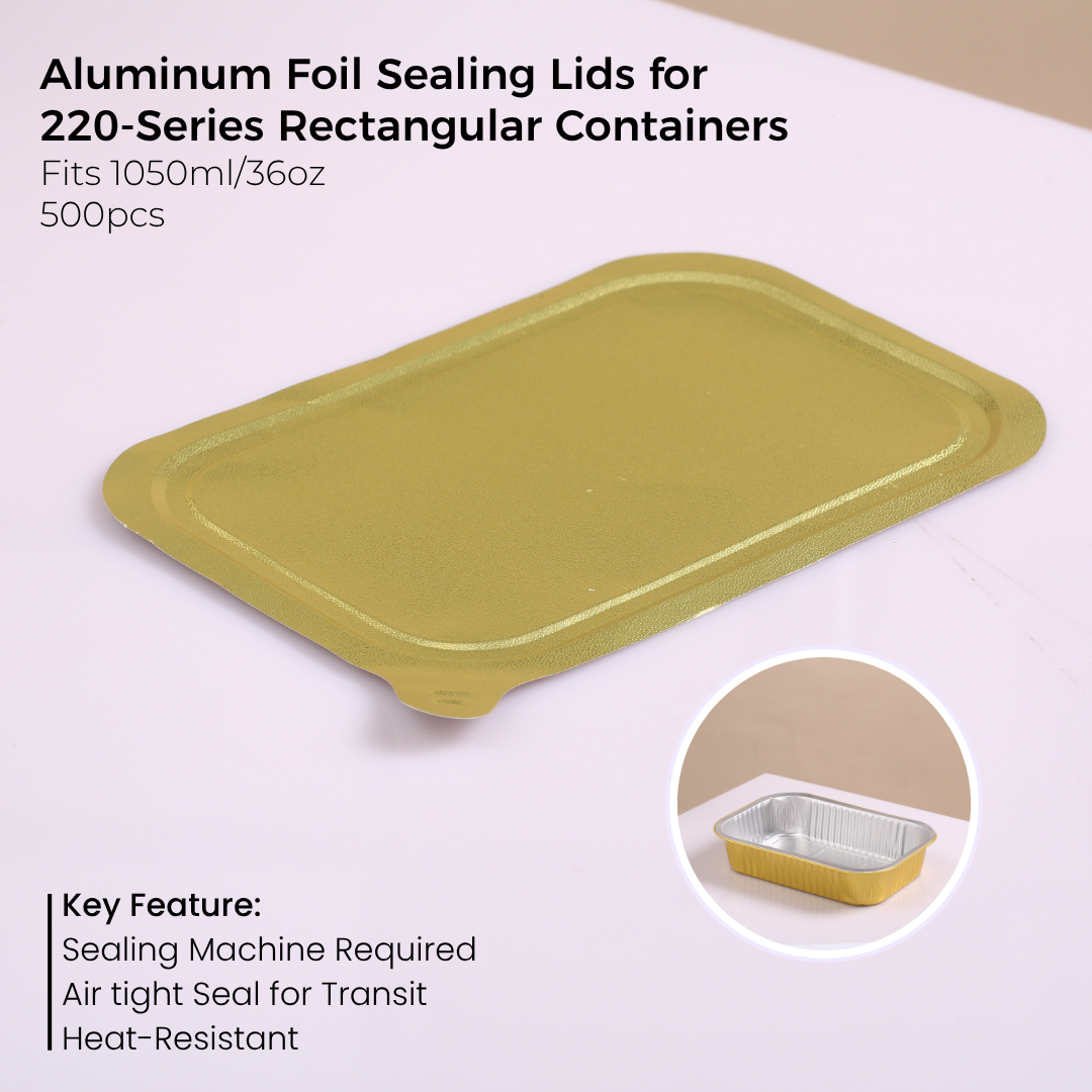 Aluminum Foil Sealing Lid for 220 Series Rectangular Aluminum Foil Food Container(Fits 36oz/1050ml)   