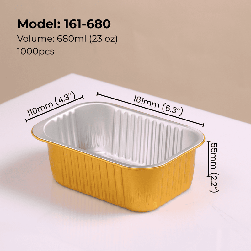23oz 680ml rectangular aluminum foil food container for takeout, catering, meal prep, oven safe and leak resistant packaging
