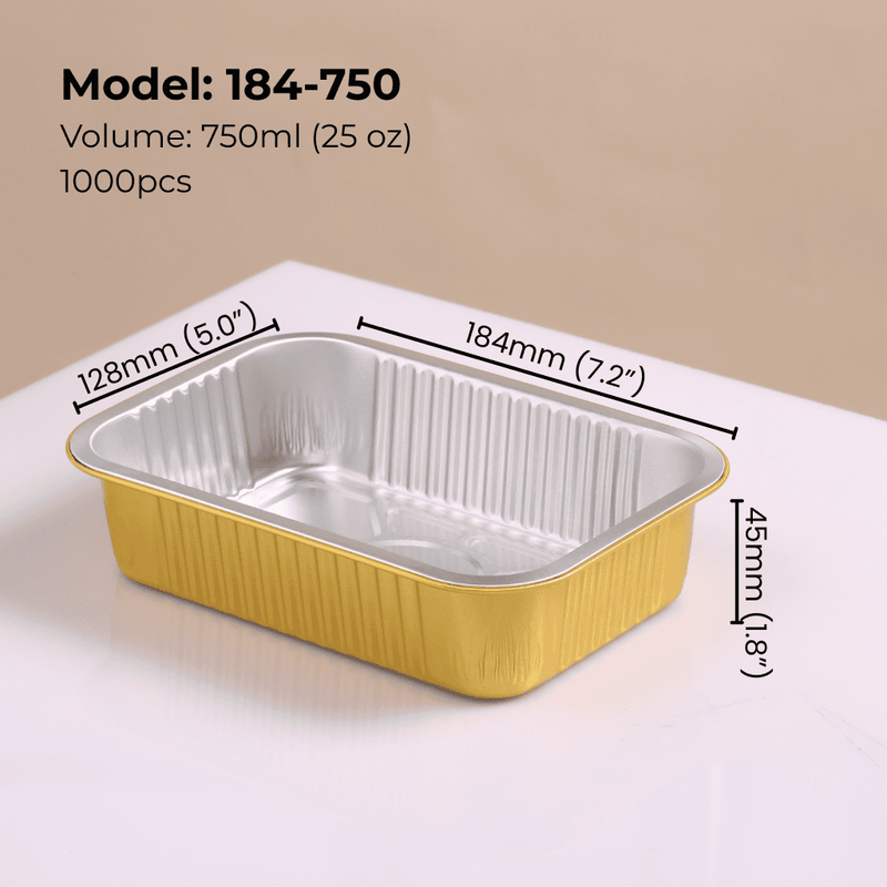 25oz 750ml rectangular aluminum foil food container for takeaway, catering, meal prep, oven safe and leak resistant