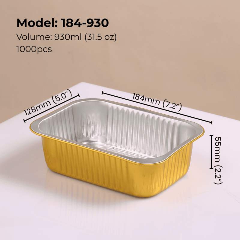 31.5oz 930ml rectangular aluminum foil food container for catering, takeaway, meal prep, oven safe and leak resistant
