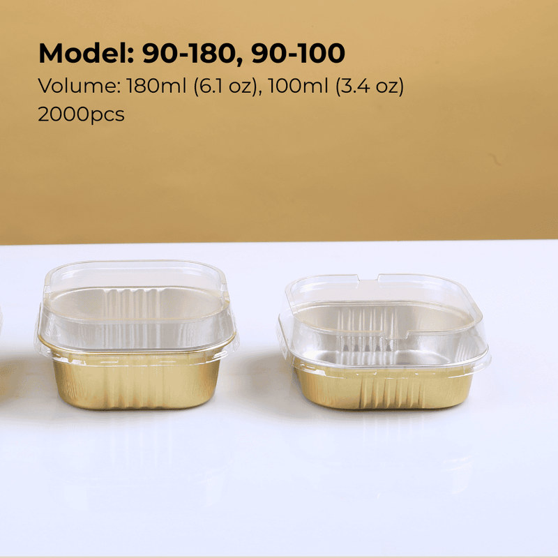 Discover FoilTrust 90 Series square aluminum containers. FDA & SGS certified, heat-resistant, and leak-proof for bakery.