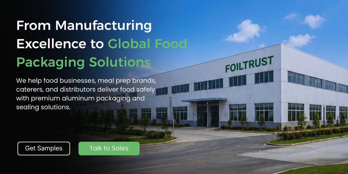 We help food businesses, meal prep brands, caterers and distributors deliver food safely with preminum aluminum packaging and sealing solutions