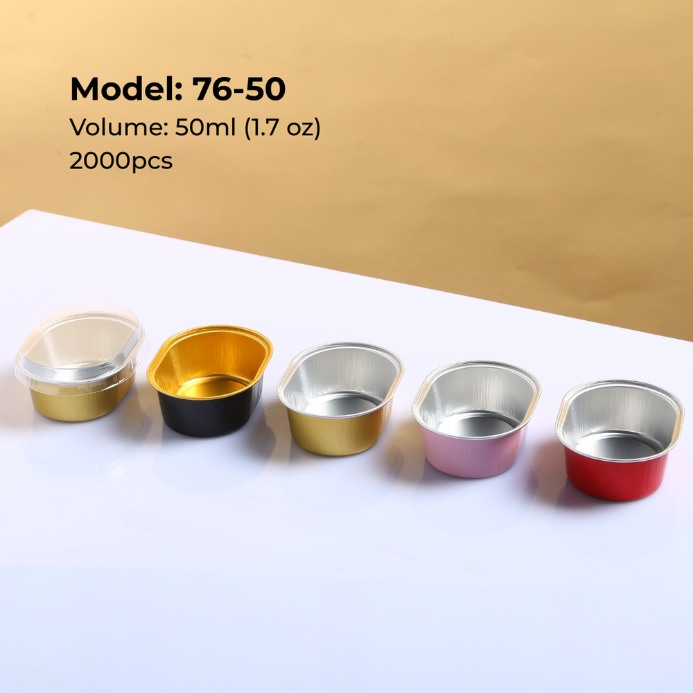 Assorted colors aluminum foil containers 70-50 series for desserts