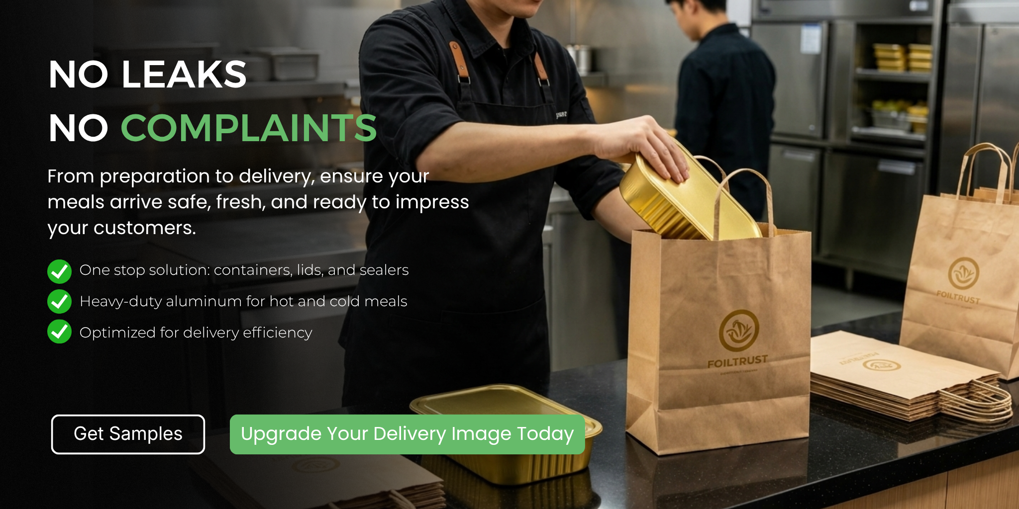 Foiltrust commercial aluminum food packaging operation in a professional kitchen
