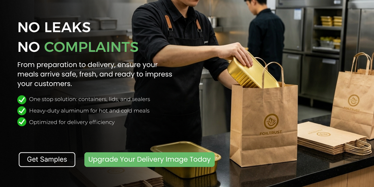 Foiltrust commercial aluminum food packaging operation in a professional kitchen