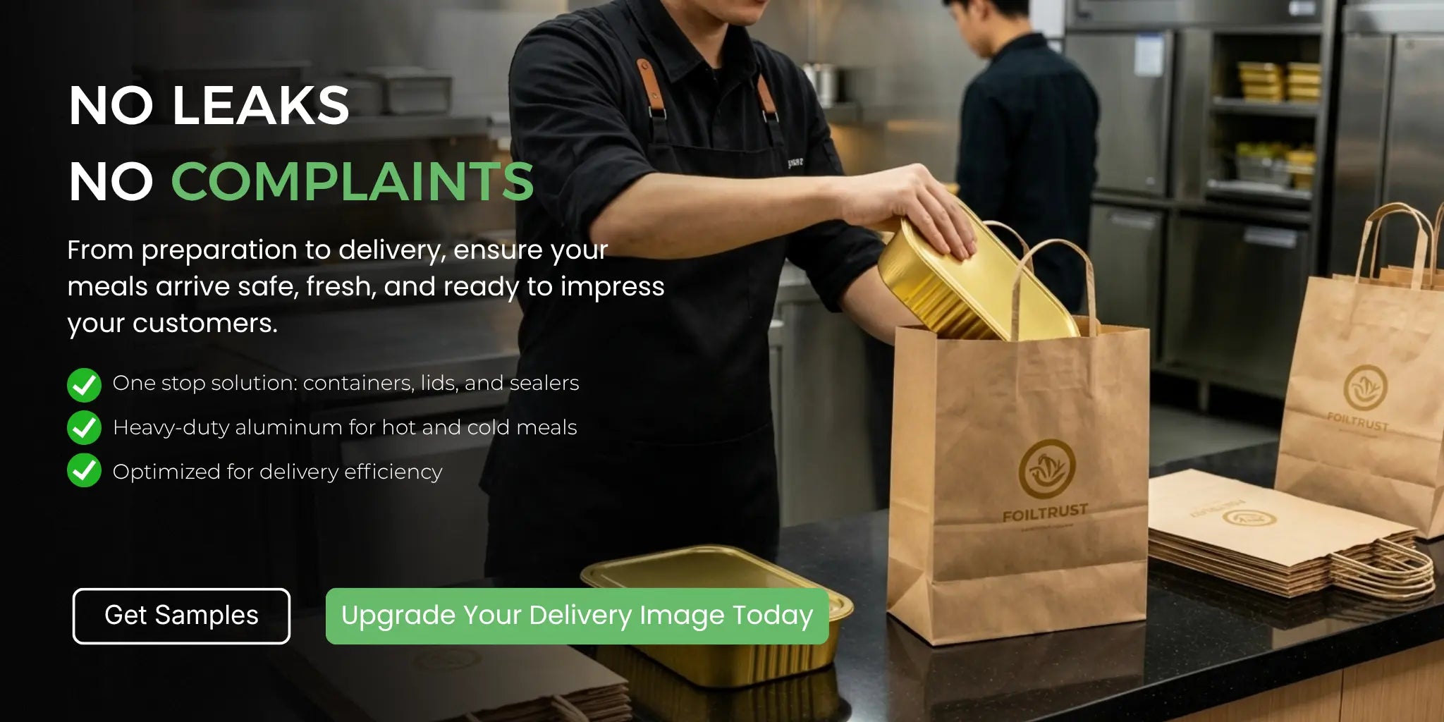 Foiltrust commercial aluminum food packaging operation in a professional kitchen