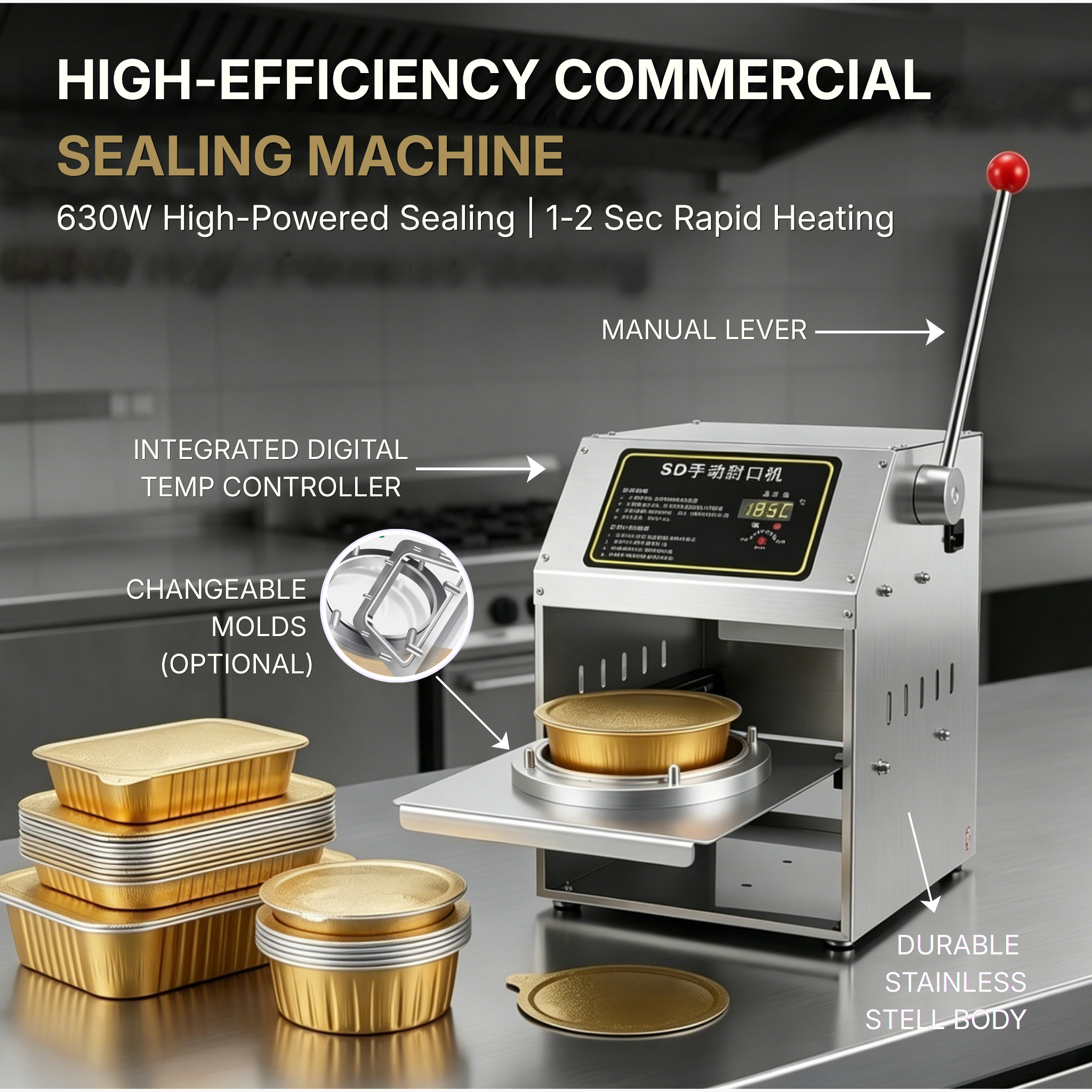 Foiltrust 630W high-efficiency commercial sealing machine for food packaging