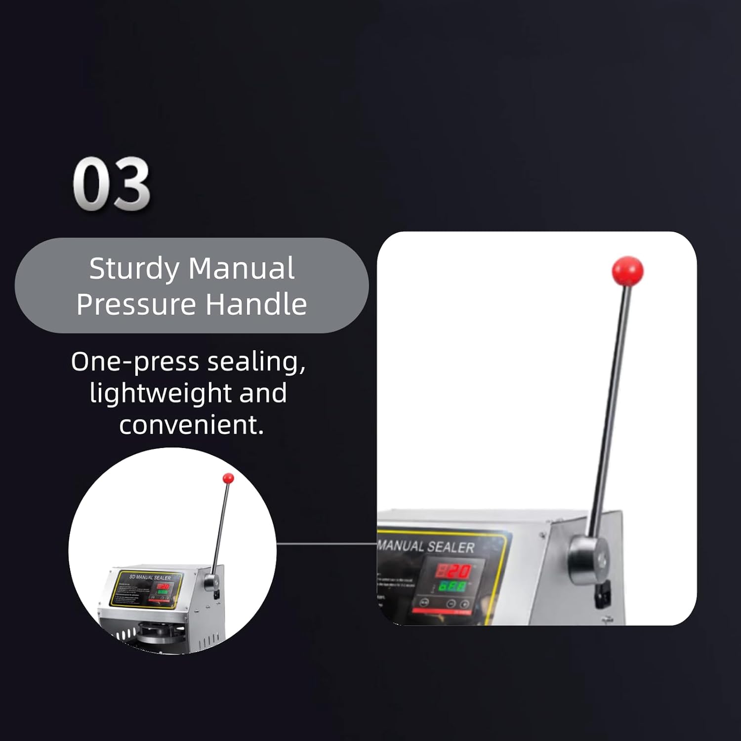 Foiltrust manual pressure handle sealing machine for convenient food packaging