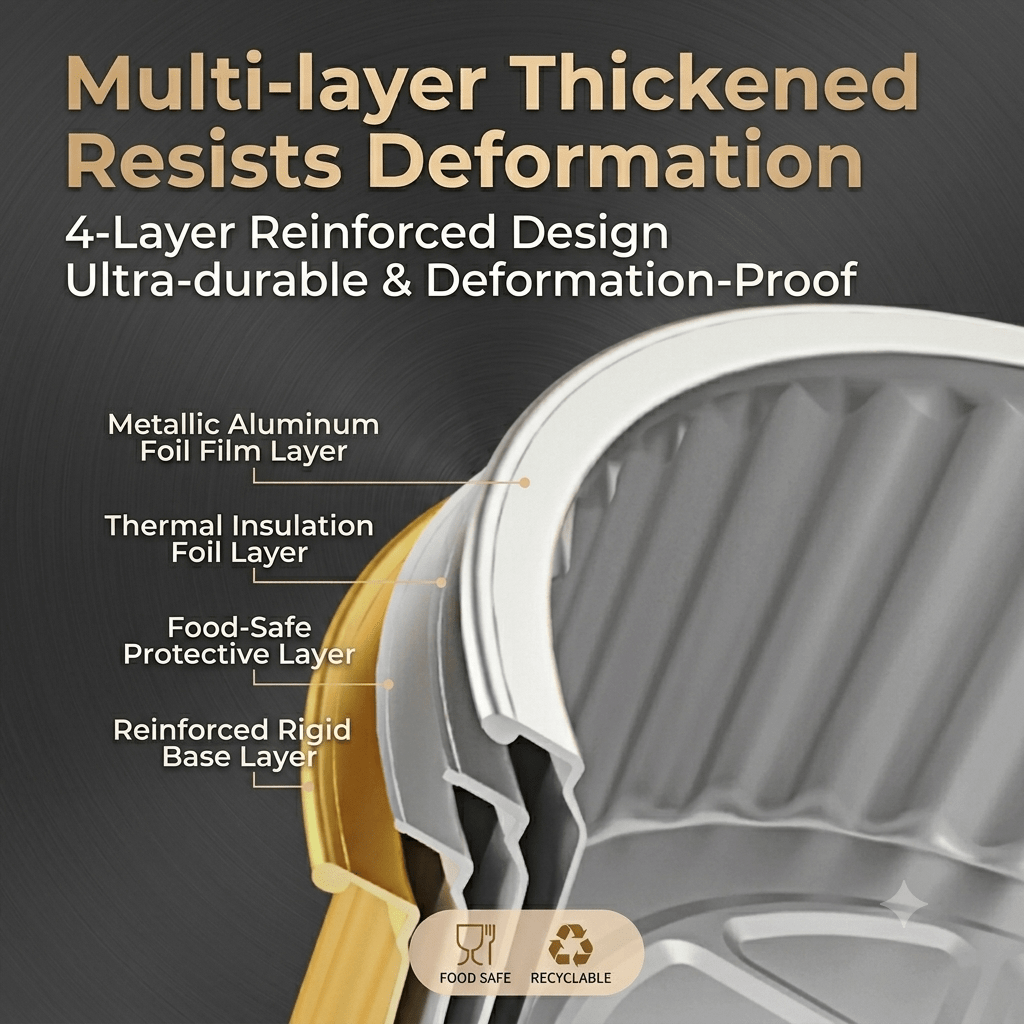 Foiltrust multi-layer thickened aluminum container design, ultra-durable and deformation-proof