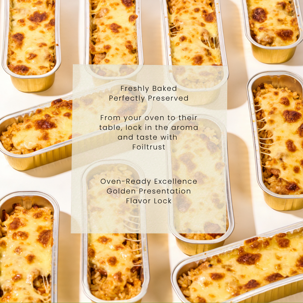 Foiltrust rectangular aluminum foil containers for oven-baked dishes and catering
