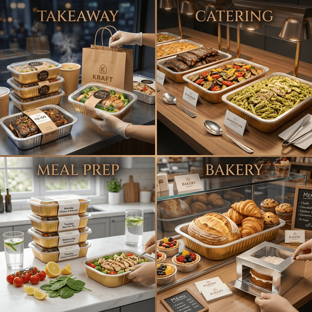 Foiltrust sealing machine application scenarios for takeaway, catering, and bakery
